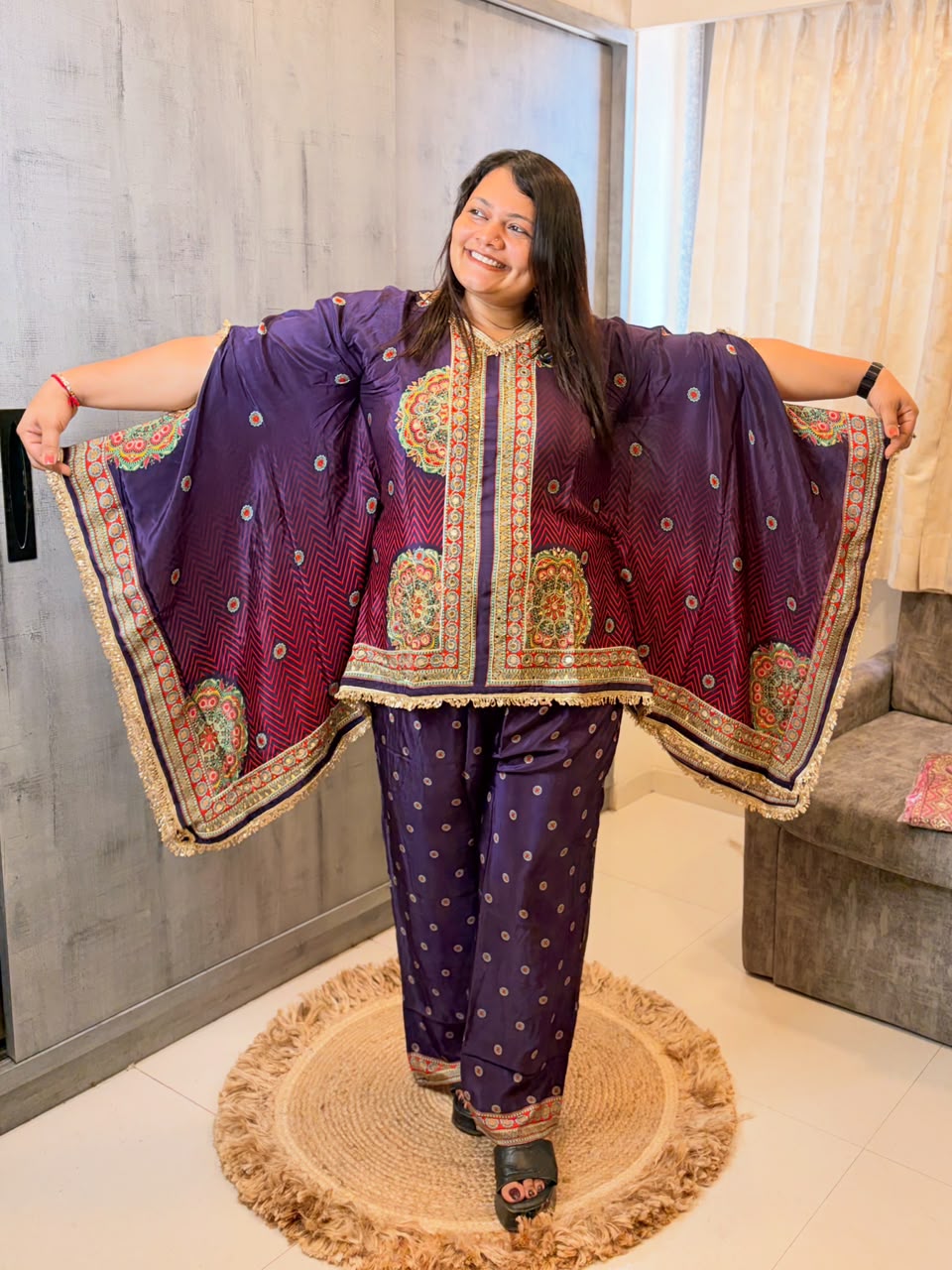 Purple Ombre Chevron Kaftan Set
