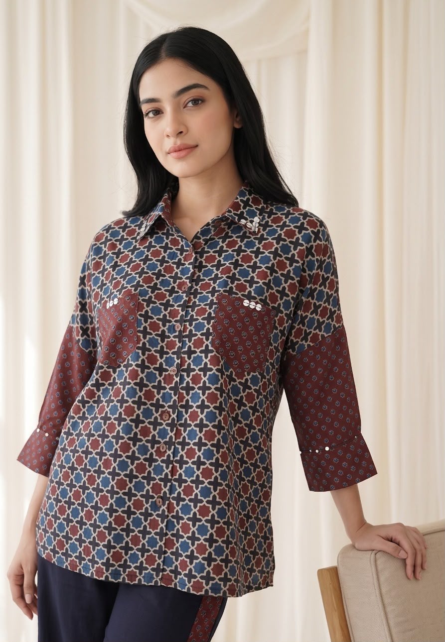 Olive Floral Patchwork Kurta Set