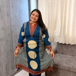 Navy Moon Print Kurta Set