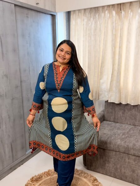 Navy Moon Print Kurta Set