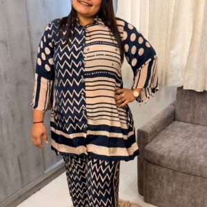 Navy Abstract Print Co-ord Set