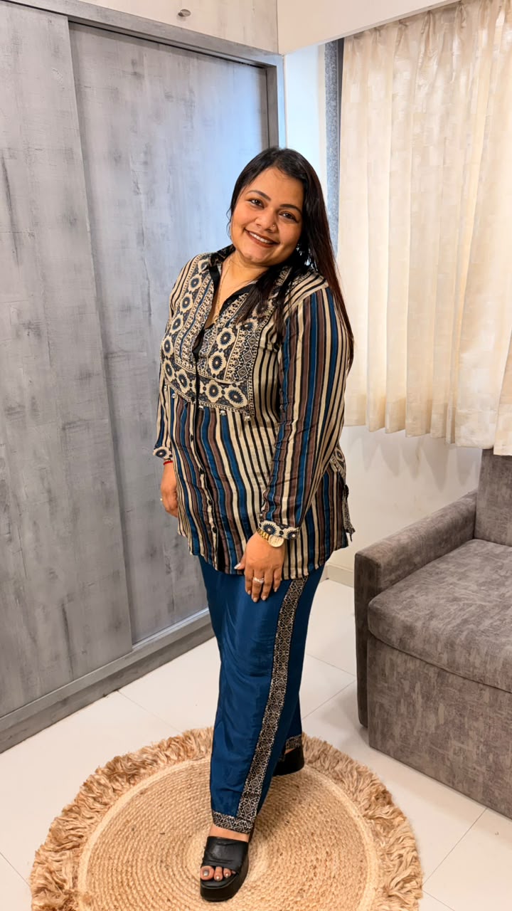 Striped Embroidered Shirt Co-ord - Image 2