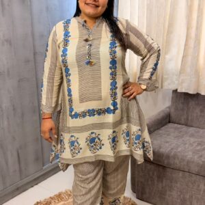 Ivory Floral Block Print Kurta Set