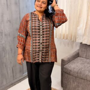 Rust Ajrakh Print Shirt Co-ord