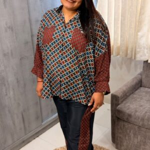 Star Tile Print Oversized Shirt Co-ord