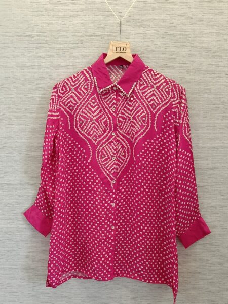 Rose Pink Bandhani Crepe Shirt
