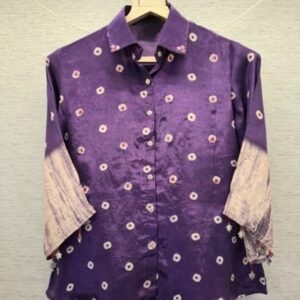 Purple Mirror Work Crepe Shirt