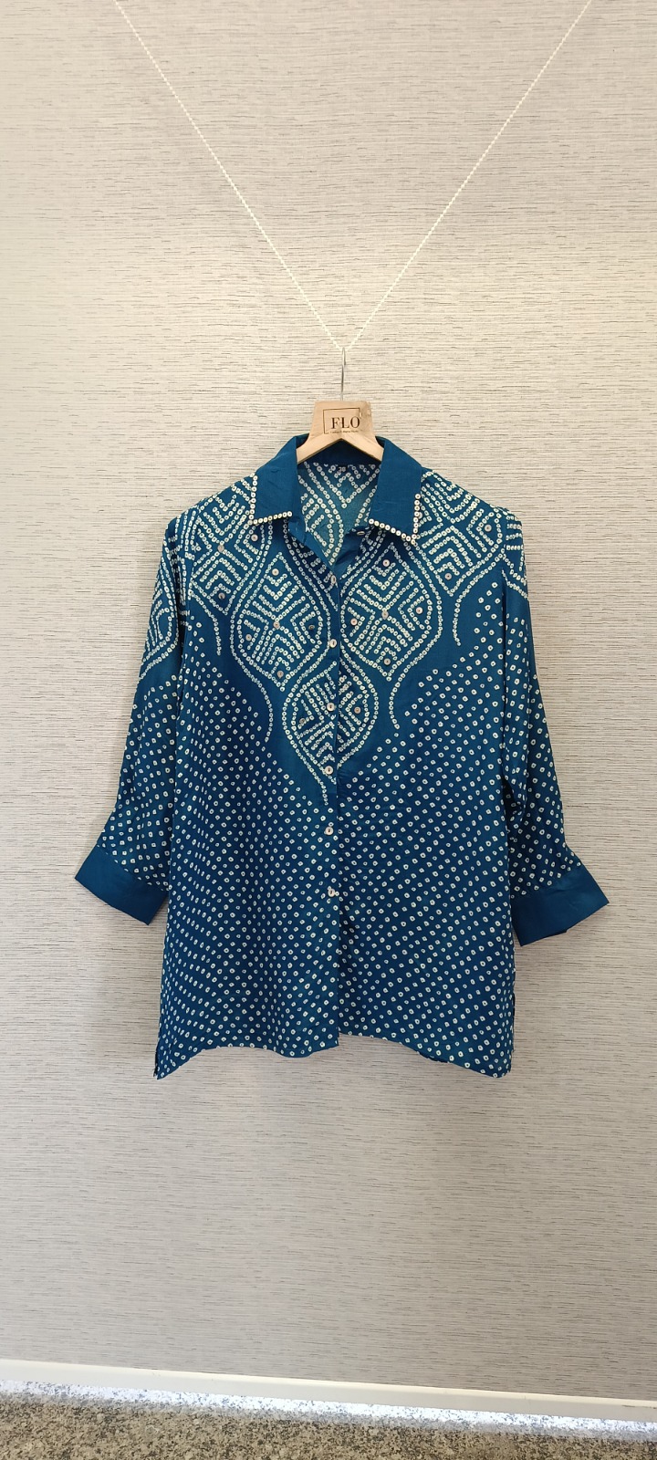 Teal Bandhani Crepe Shirt - Image 2