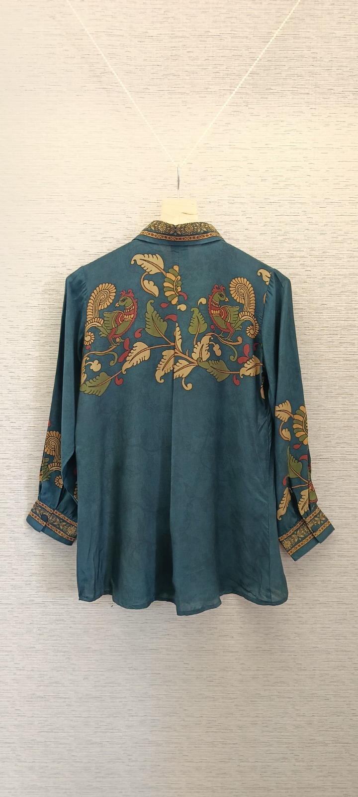 Teal Floral Crepe Shirt - Image 2