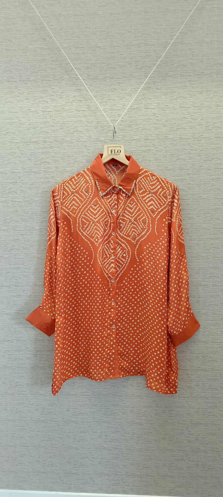 Burnt Orange Bandhani Crepe Shirt