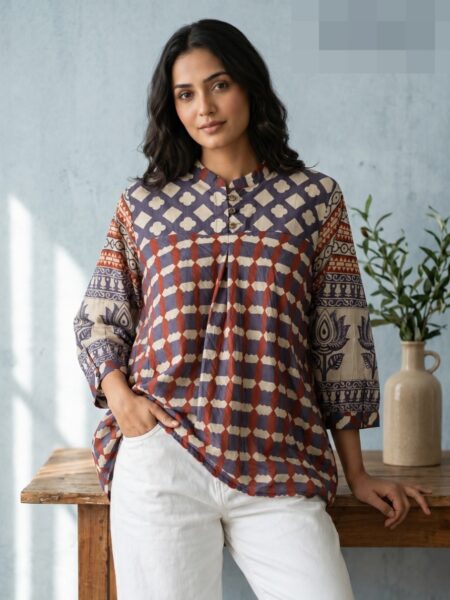 Brown Multi Stripe Crepe Shirt