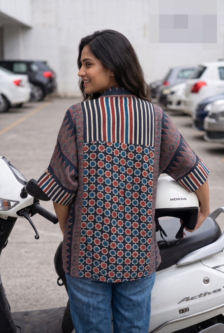 Brown Multi Stripe Crepe Shirt - Image 2