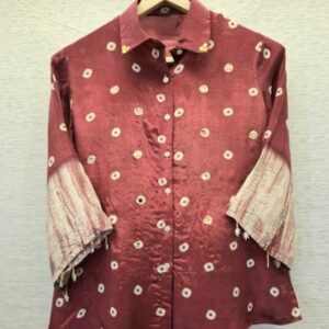 Maroon Mirror Work Crepe Shirt