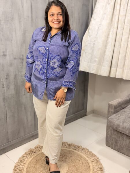 Lavender Purple Floral Crepe Shirt