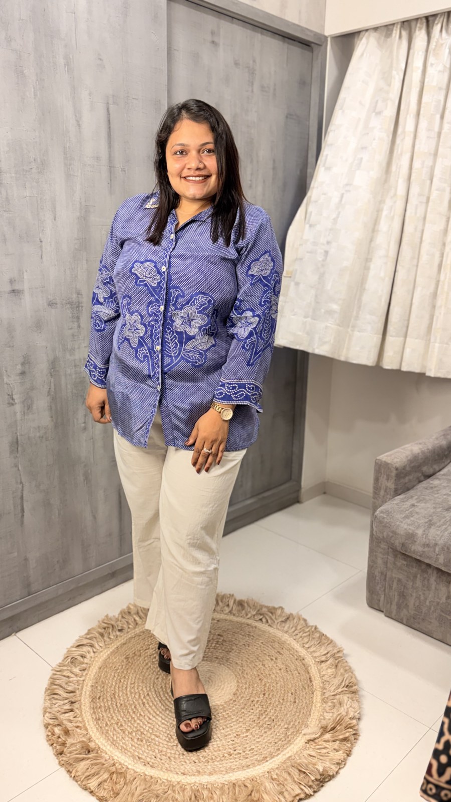Lavender Purple Floral Crepe Shirt
