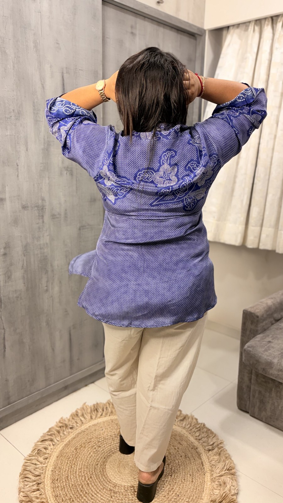 Lavender Purple Floral Crepe Shirt - Image 6
