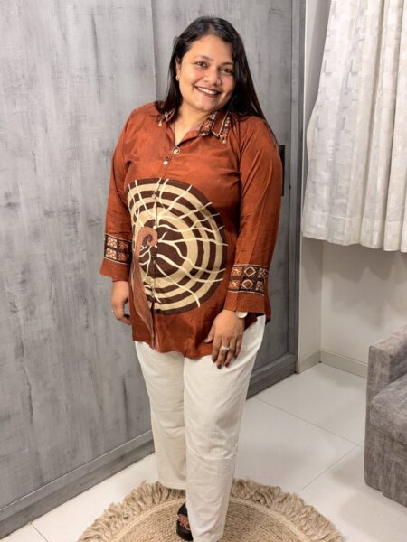 Rust Medallion Crepe Shirt