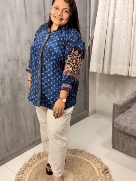 Indigo Bandhani Crepe Shirt