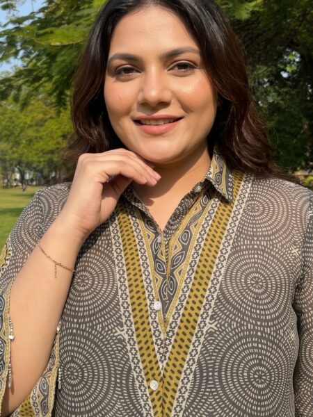 Beige Gold Printed Kurti