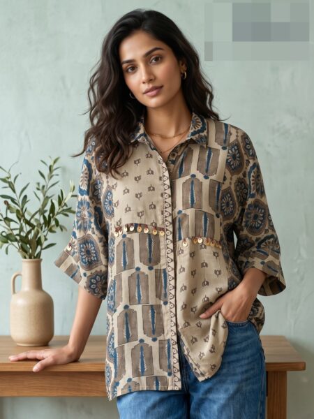 Beige Printed Shirt