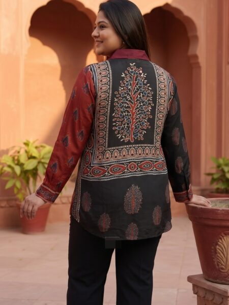Black Maroon Printed Shirt