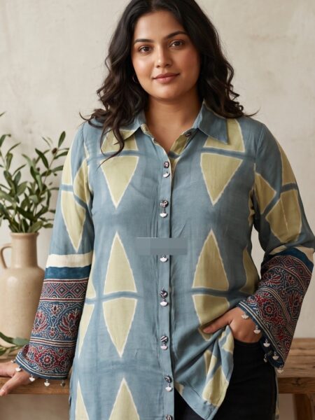 Blue Triangle Print Shirt