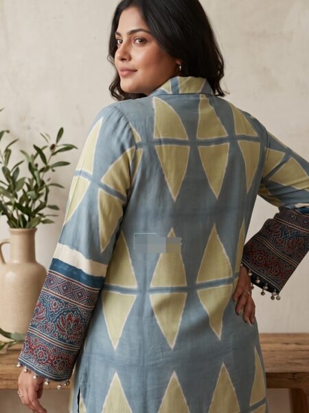 Blue Yellow Triangle Print Shirt