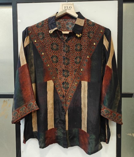 Brown Panel Print Shirt