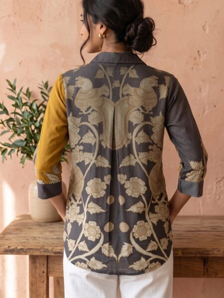 Grey Gold Floral Shirt