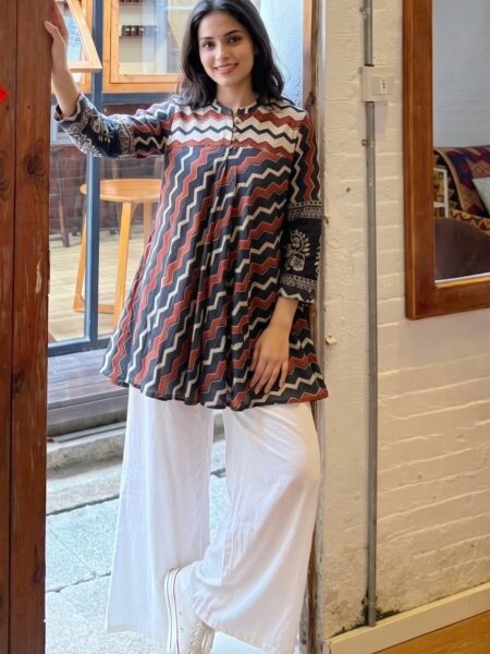 Grey Printed Short Kurti