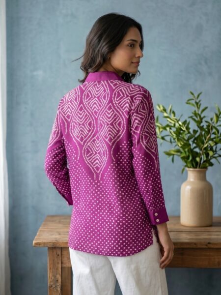 Magenta Bandhani Shirt 1.jpeg