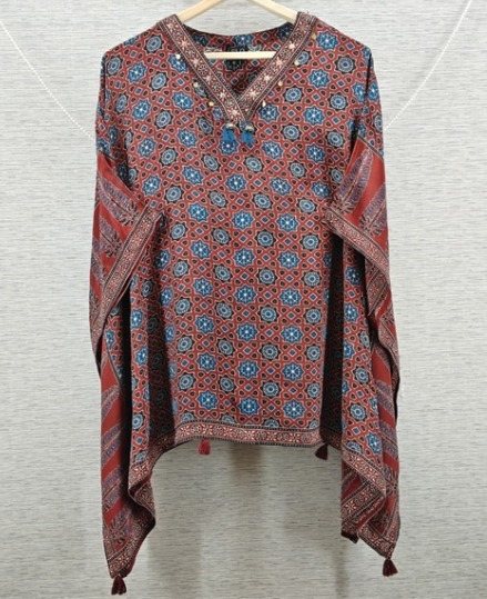 Maroon Printed Kaftan Top