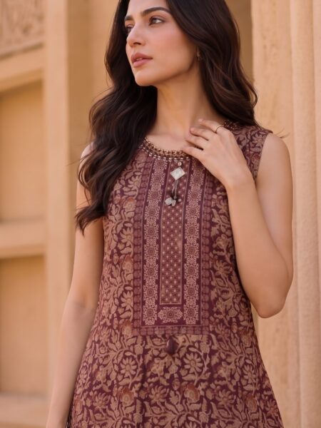 Maroon Striped Kurti