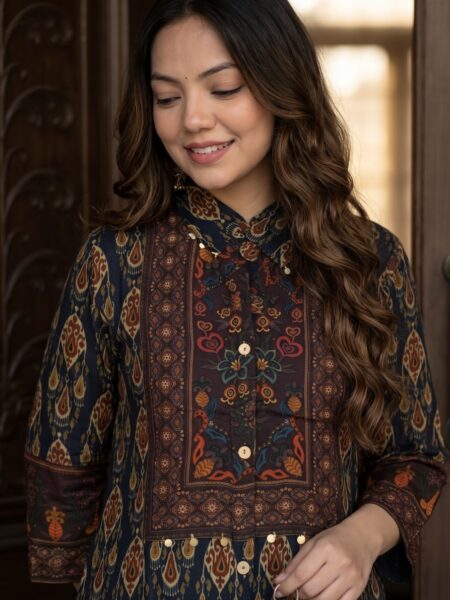 Navy Printed Kurti