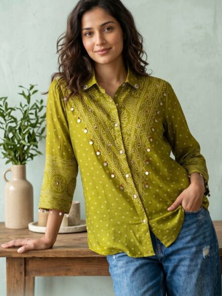 Olive Green Chikankari Shirt