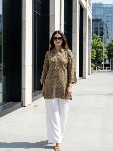 Olive Printed Kurti