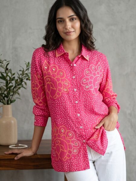 Pink Bandhani Shirt