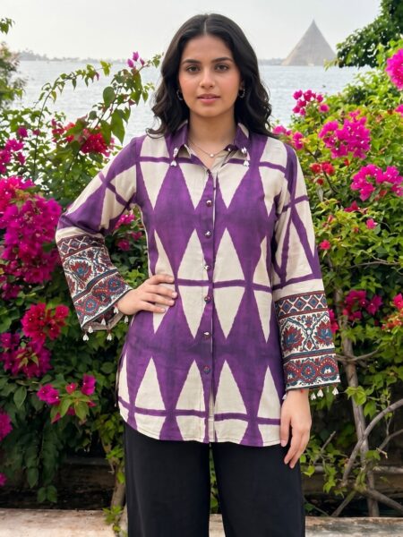 Purple Diamond Print Kurti