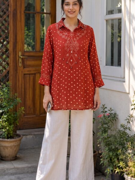 Red Printed Kurti