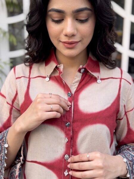 Red White Circle Print Shirt