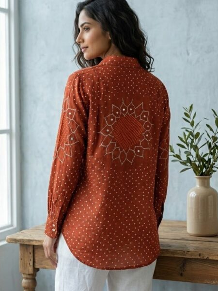 Rust Chikankari Shirt