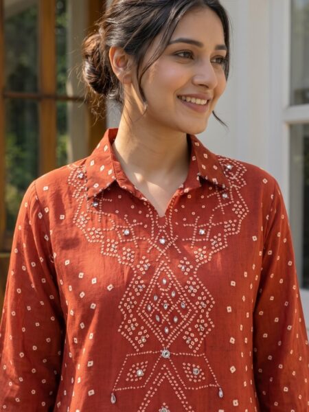 Rust Red Printed Shirt
