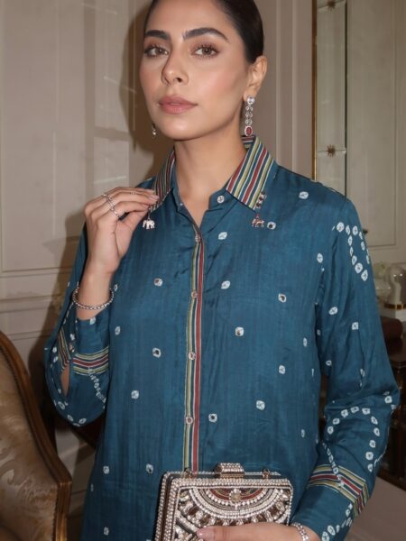 Teal Embroidered Shirt
