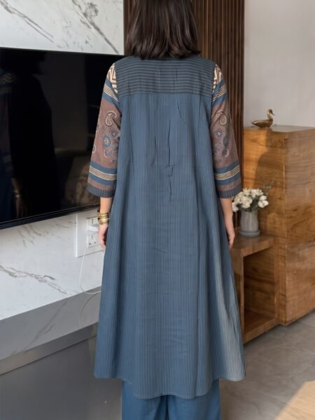 Blue Grey Kurta Palazzo Set