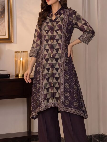 Brown Printed Kurta Palazzo