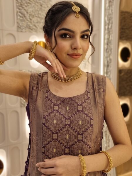 Brown Printed Kurta Set