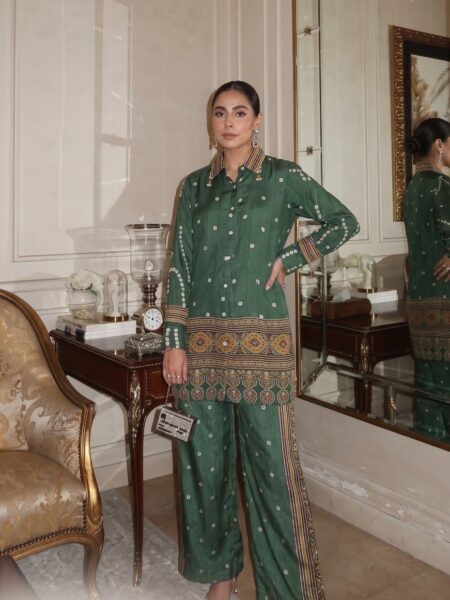 Green Embroidered Kurta Palazzo Set