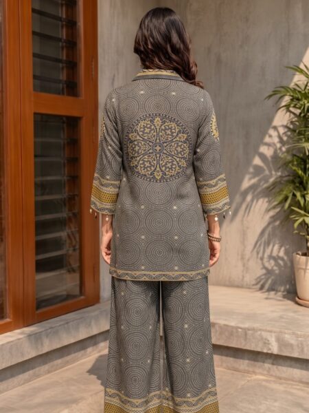 Grey Gold Kurta Palazzo Set
