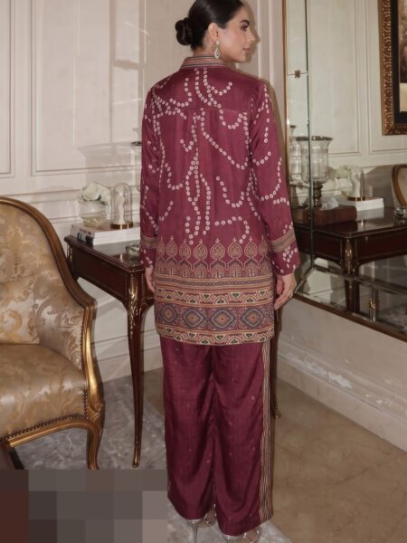 Maroon Bandhani Co Ord Set