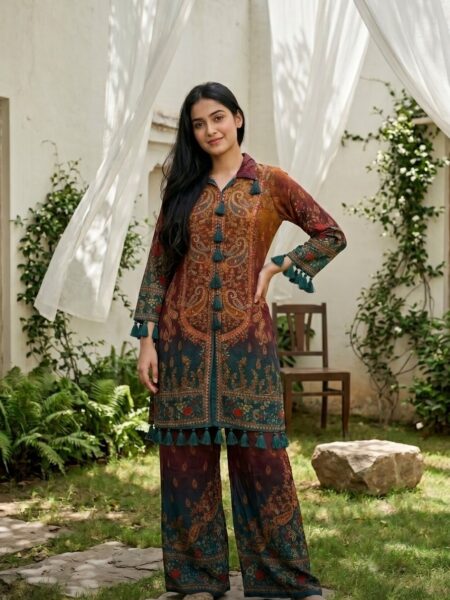 Multicolour Printed Kurta Palazzo Set